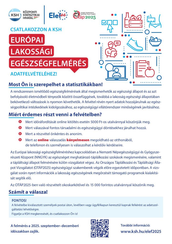 Csatlakozzon a KSH Európai Lakossági Egészségfelmérés adatfelvételéhez!