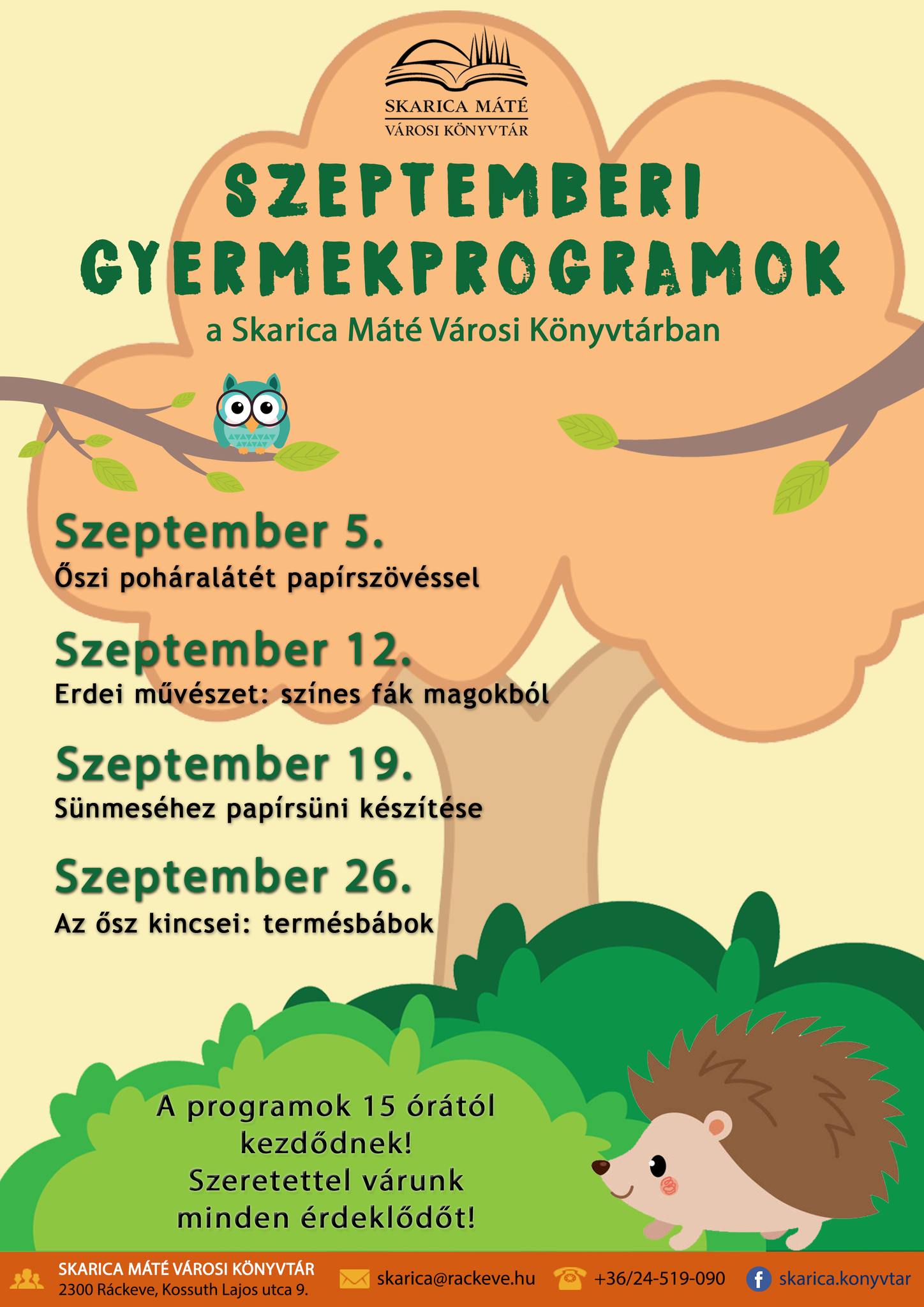 Szeptemberi gyermekprogramok a könyvtárban 2025